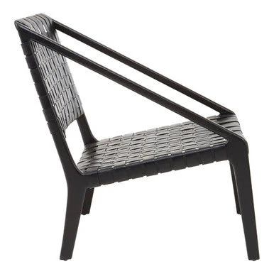 Kendari Black Cow Leather Woven Chair - Image 3