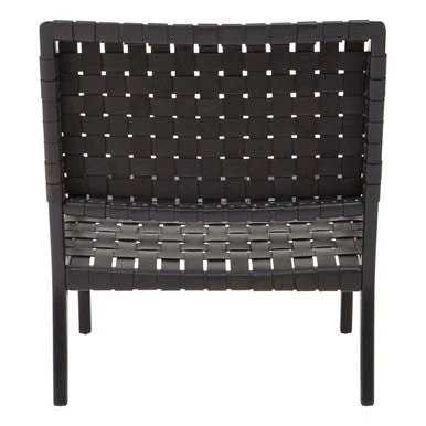 Kendari Black Cow Leather Woven Chair - Image 4