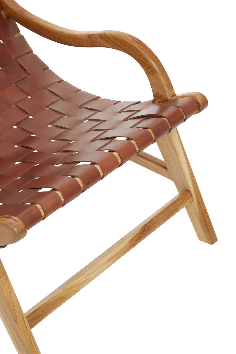 Kendari Brown Woven Leather Chair - Image 8
