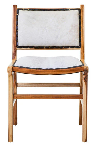 Kendari Natural Leather and Teak Wood Dining Chair - Image 2