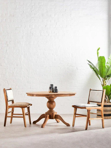 Kendari Natural Leather and Teak Wood Dining Chair - Image 3