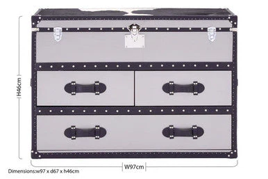 Black and White Cowhide Coffee Table with 3 Drawers and Leather Trim, Kensington Townhouse - Image 9