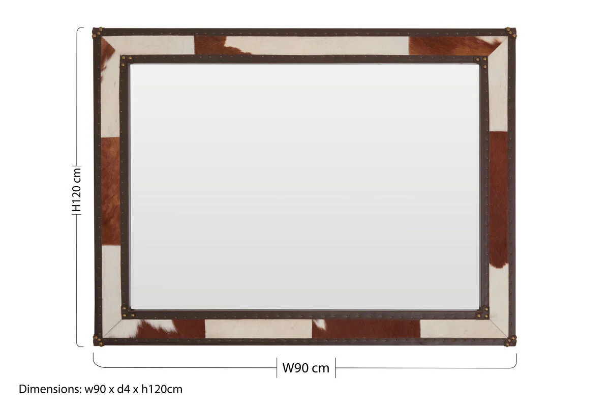 Kensington Townhouse Brown And White Genuine Cowhide Wall Mirror - Image 11