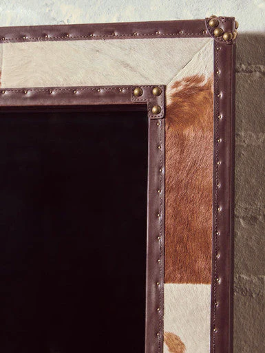 Kensington Townhouse Brown And White Genuine Cowhide Wall Mirror - Image 6