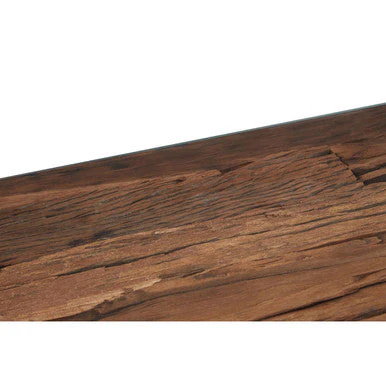 Natural Wood and Clear Glass Top Console Table with Silver U-Shaped Metal Legs, Kerala - Image 11