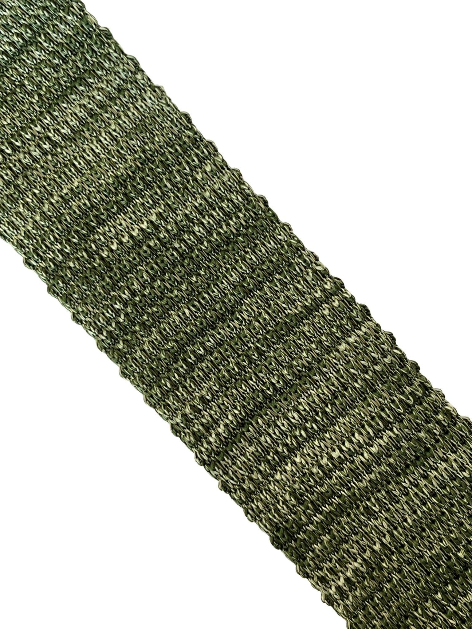 khaki olive army green and white speckled knitted tie - Image 2