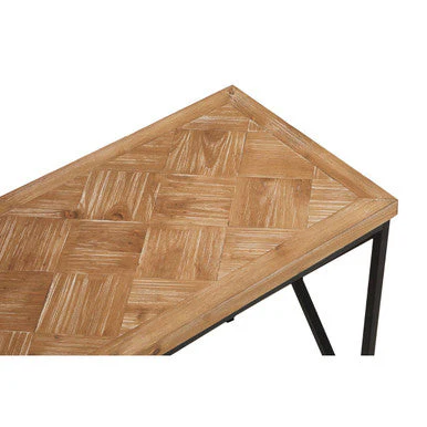 Natural Fir Wood Coffee Table with Black Metal Legs, Kickford - Image 11