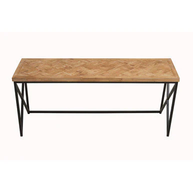 Natural Fir Wood Coffee Table with Black Metal Legs, Kickford - Image 6