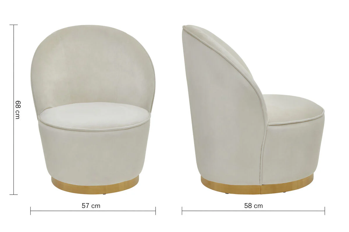 Kids Tamra Cream Velvet Gold Base Chair - Image 10