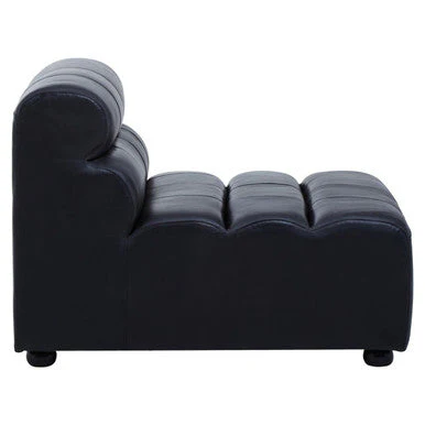 Armless Antique Black Leather Modular Sofa Chair, King - Image 7