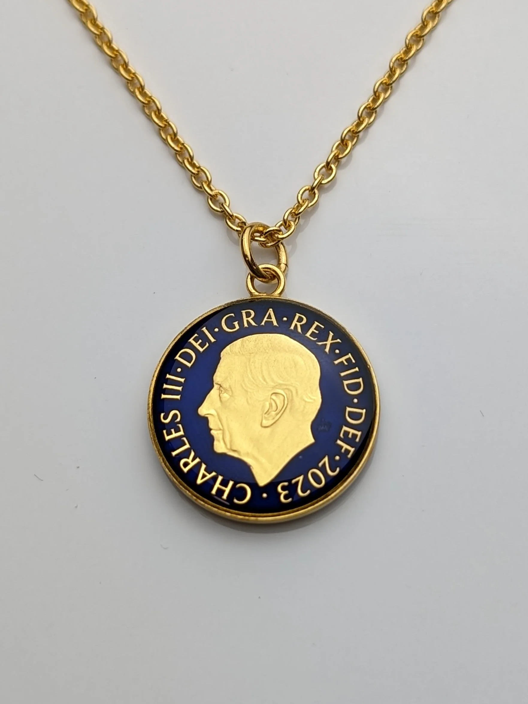 King Charles III One Penny - Enamelled Coin Necklace - Image 2