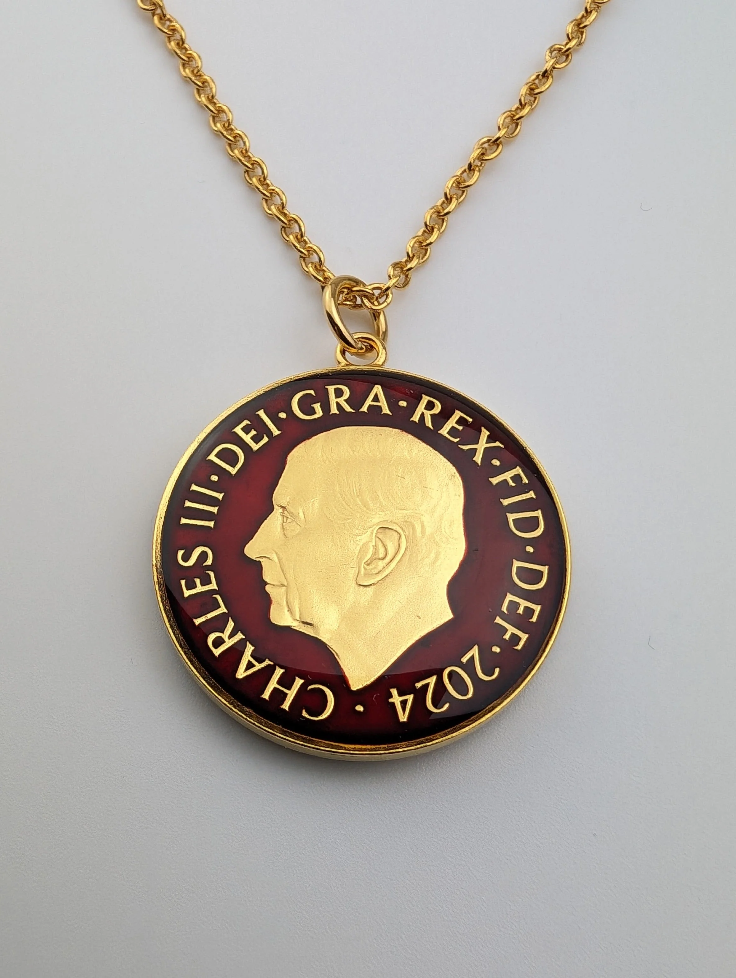 King Charles III Two Pence - Enamelled Coin Necklace - Image 2