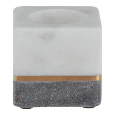 Kira White And Grey Marble Tealight Holder - Image 2