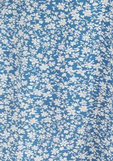 Kiyo Micro Blossom Print Midi Skirt In Blue - Image 6
