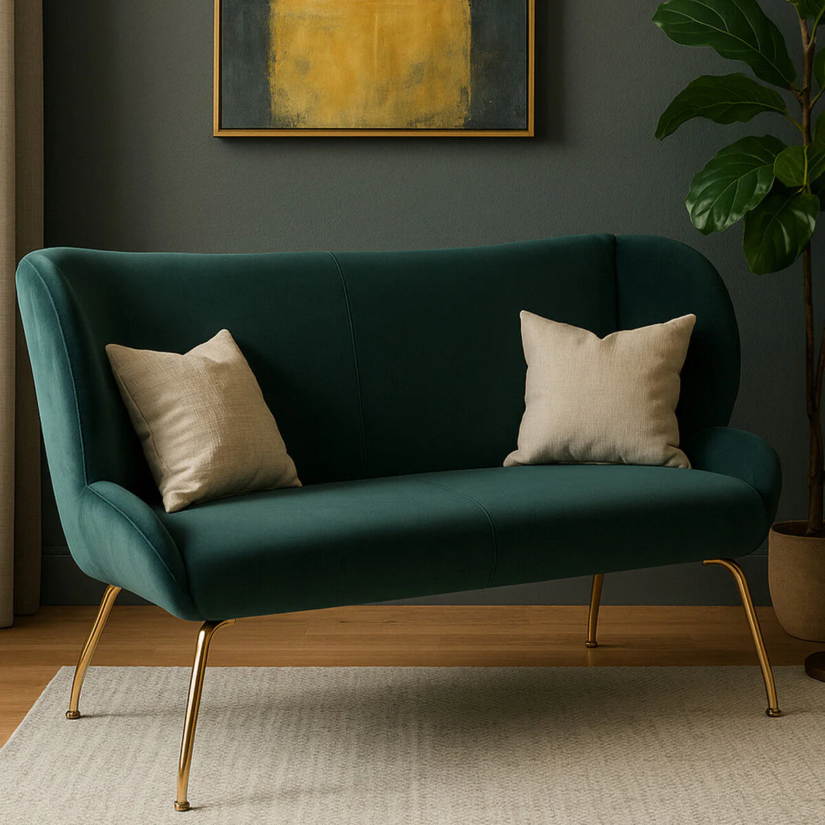 2 Seater Green Sofa, Kolding