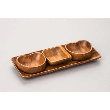 Kora Acacia 3 Piece Serving Dish Set With Tray - Image 3