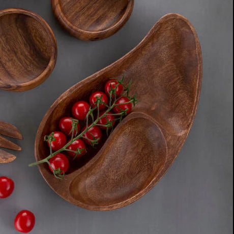 Kora Acacia Two Section Bean Shaped Dish