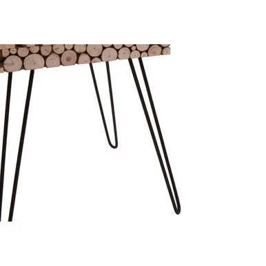 Distressed Fir Wood and Disc Top Square Side Table with Hairpin Legs, Lacuna - Image 8