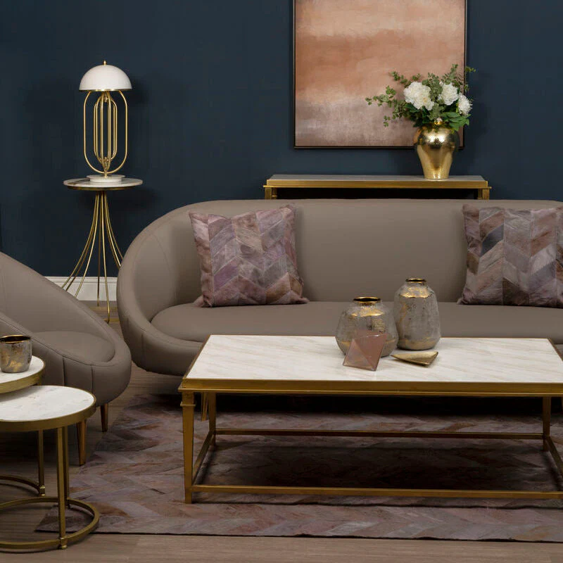 Brown Leather Effect Sofa, Lagero - Image 7