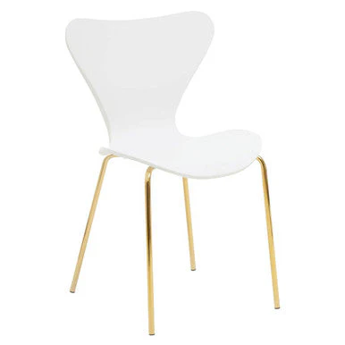 Laila White Seat And Gold Finish Legs Dining Chair - Image 3