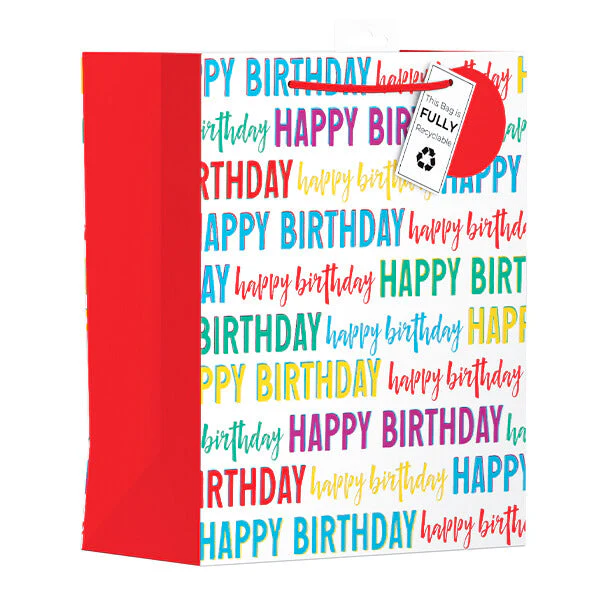 Large Gift Bag with Happy Birthday Design (W265 x H330 x D140 mm)