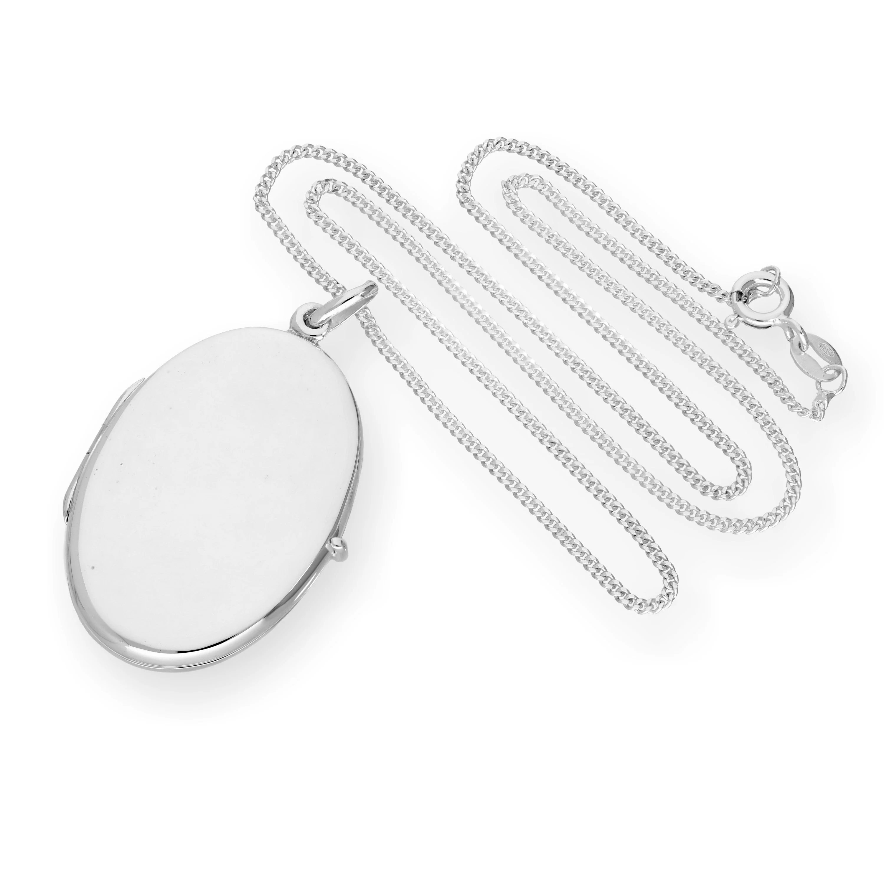 Large Sterling Silver Engravable Oval Locket 16 - 24 Inches - Image 3
