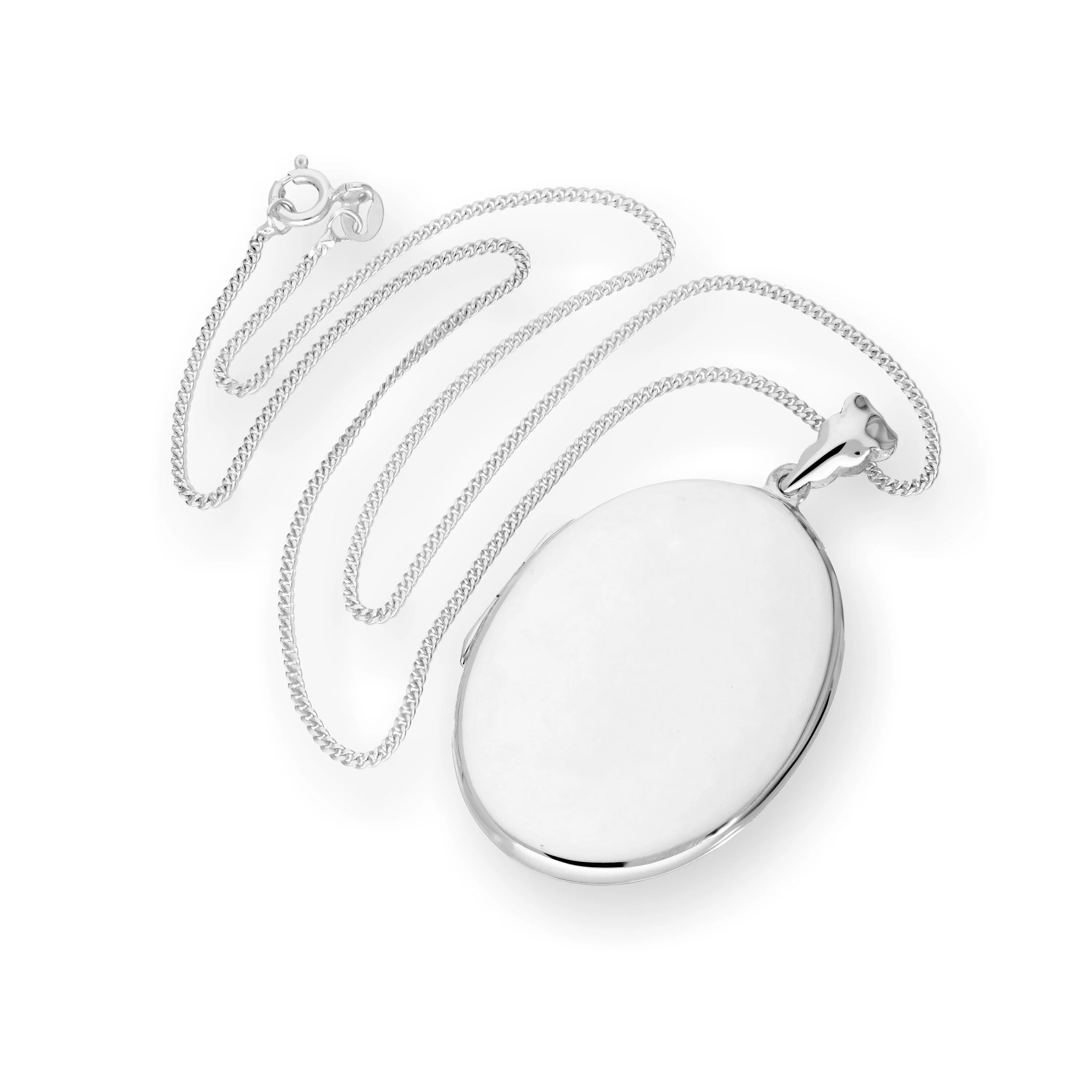Large Sterling Silver Oval Engravable Locket on Chain 16 - 24 Inches - Image 2