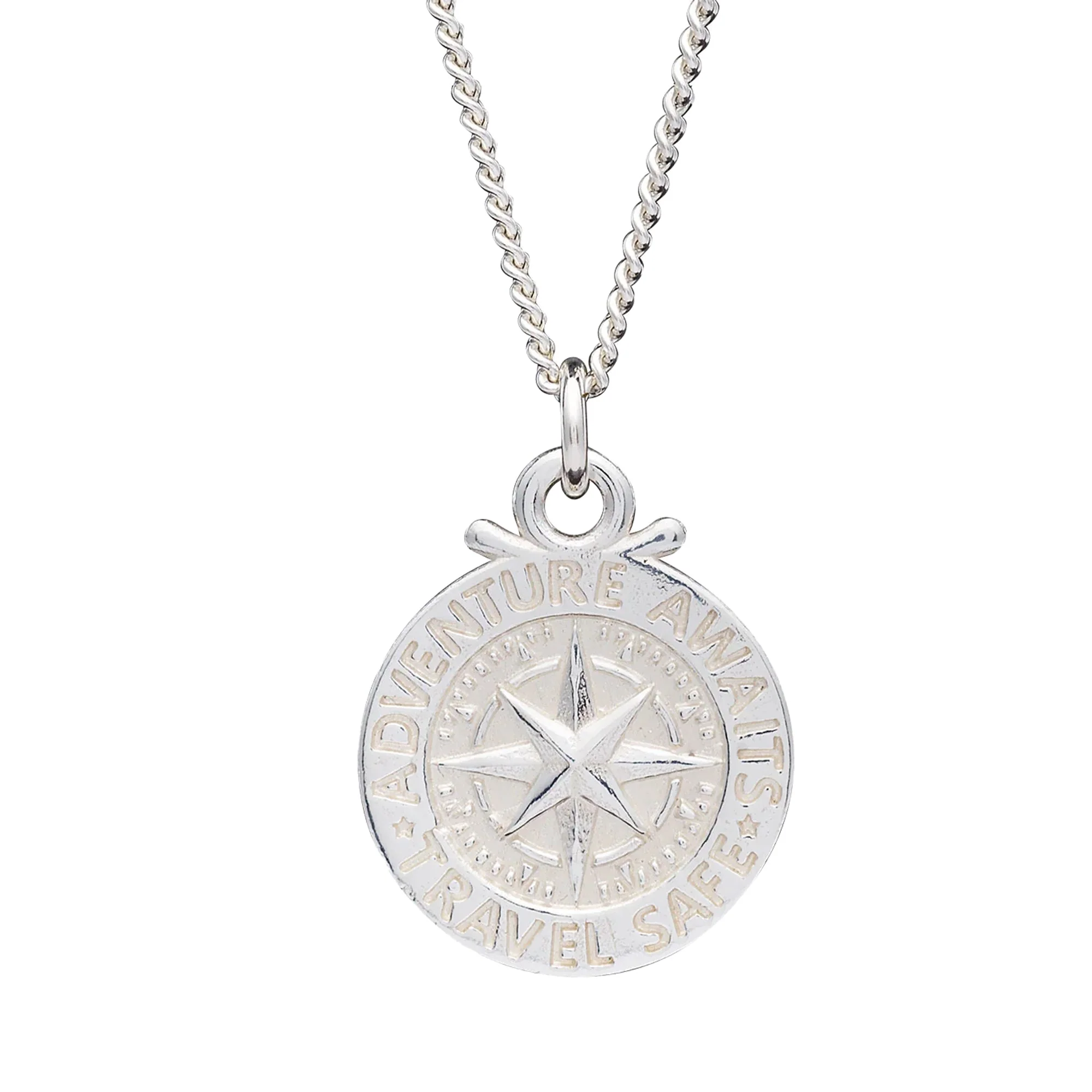 Large Travel Safe Compass Personalised St Christopher Silver Necklace - Image 12