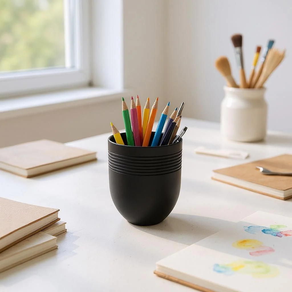 Large Utility Cup & Organiser | Modern Ribbed Holder for Bathroom & Office - Image 2