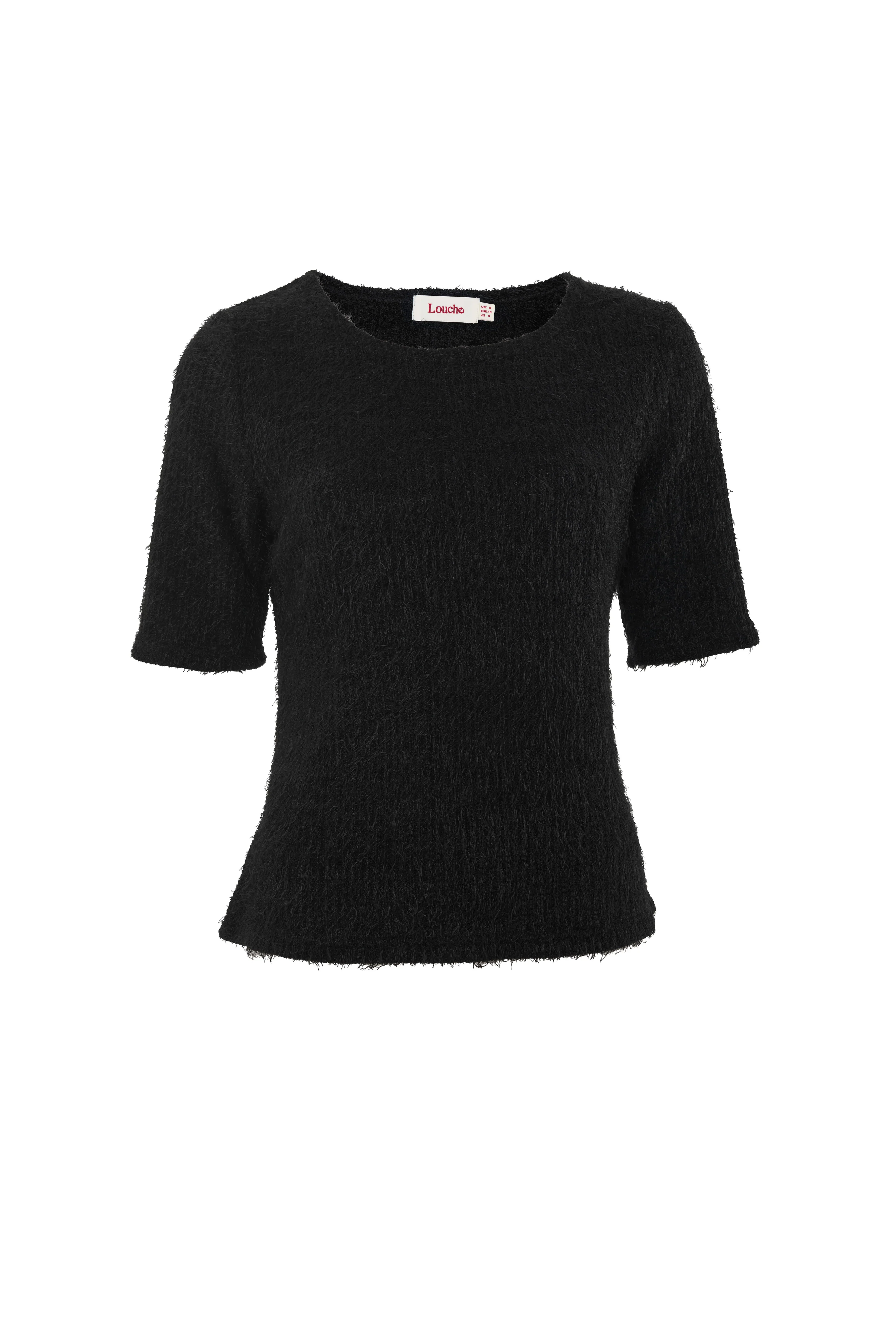 Laureen Eyelash Rib Short Sleeve Jumper - Black - Image 6