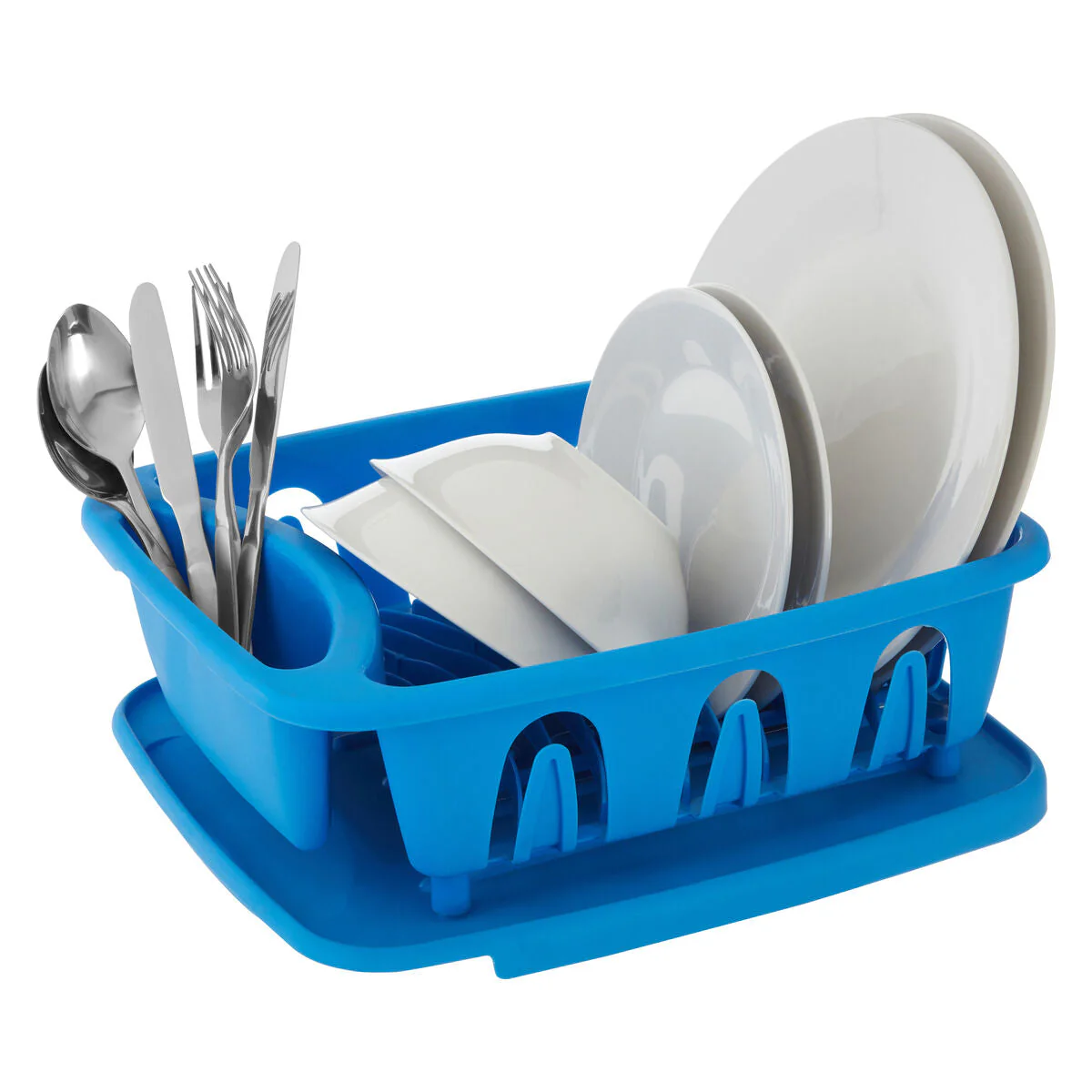 Laurie Blue Plastic Dish Drainer With Removable Tray - Image 2