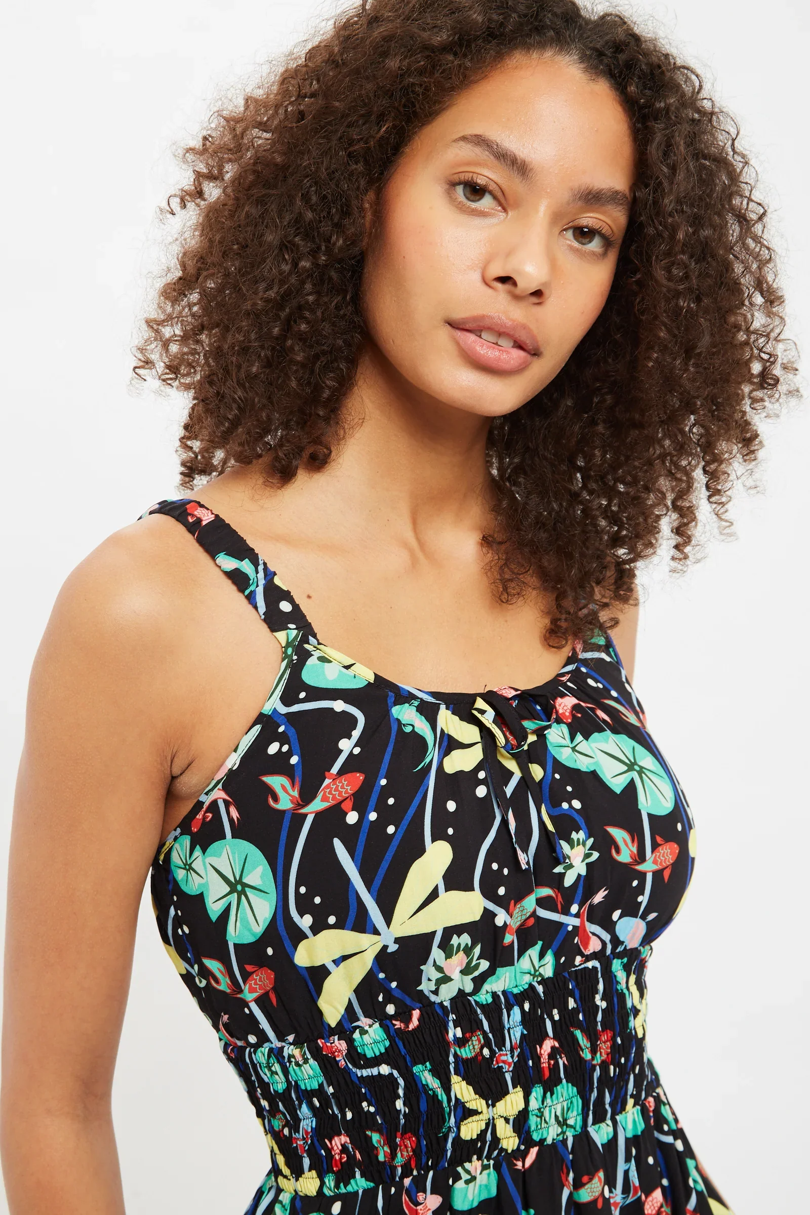 Leda Pond Print Shirred Waist Midi Sundress - Image 3