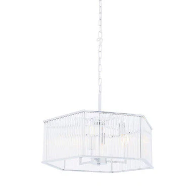 Lerici 6 Light Hexagonal Chrome Pendant Light - Image 4
