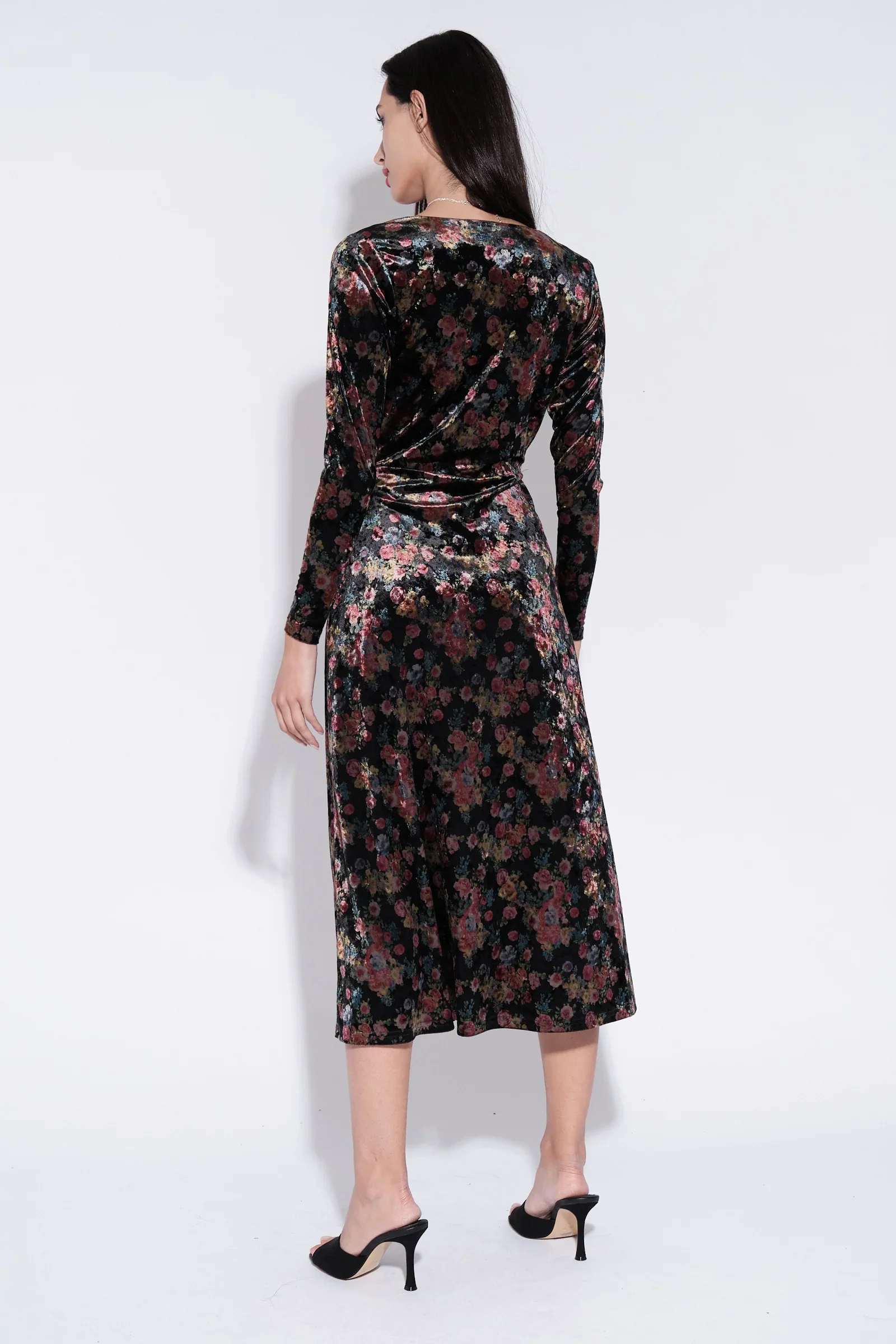 Lesley Rose Bowl Velvet Wrap Midi Dress - Image 2