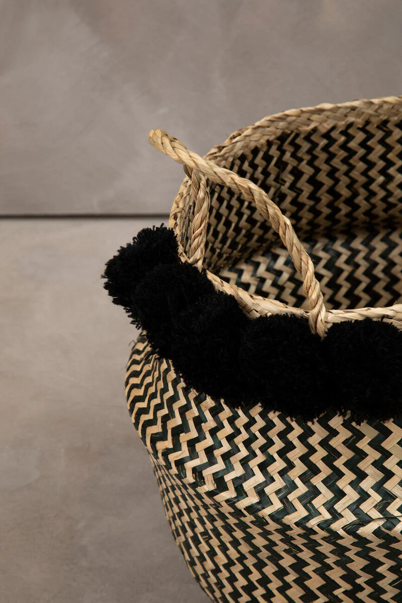 Lidi Pom Pom Seagrass Basket - Image 3