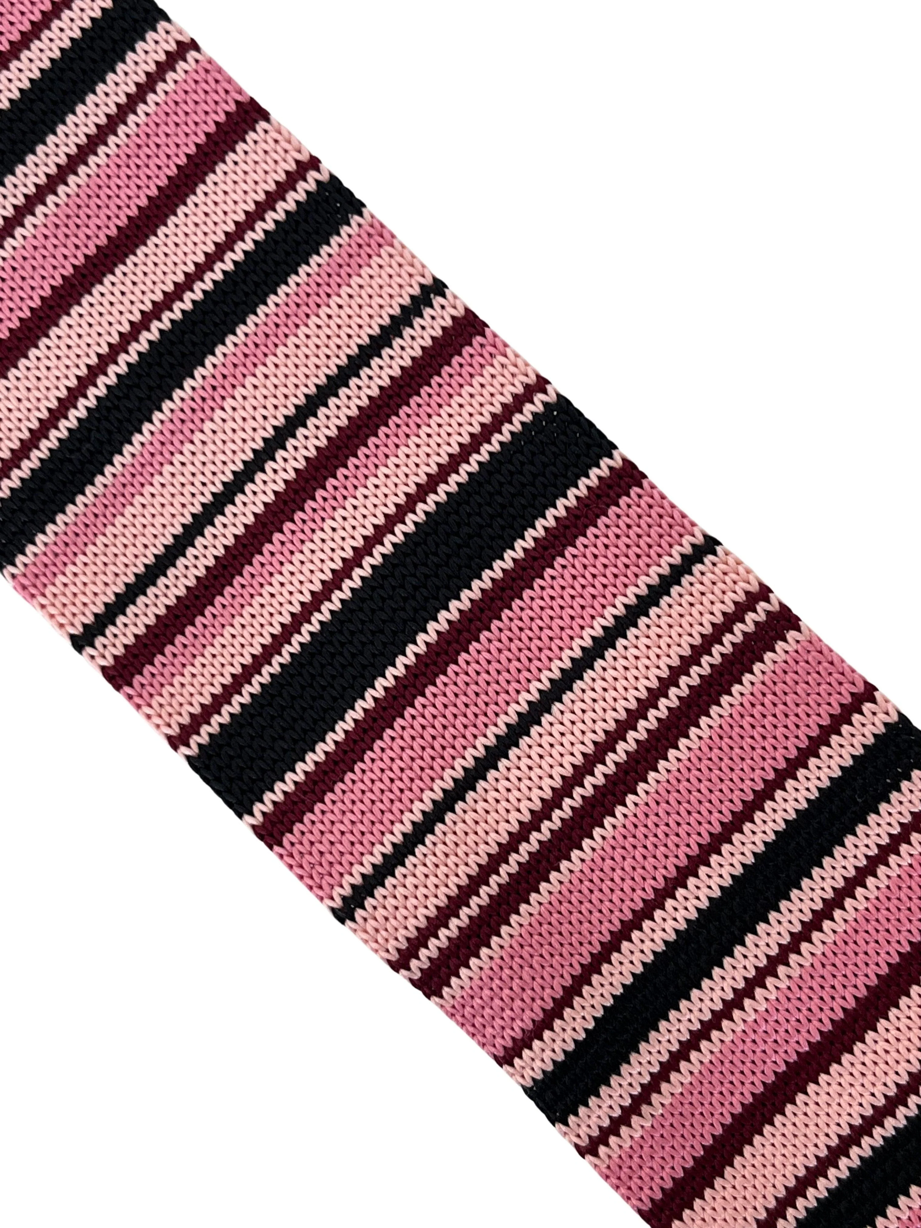 light baby pink and navy blue striped fine knitted tie - Image 3