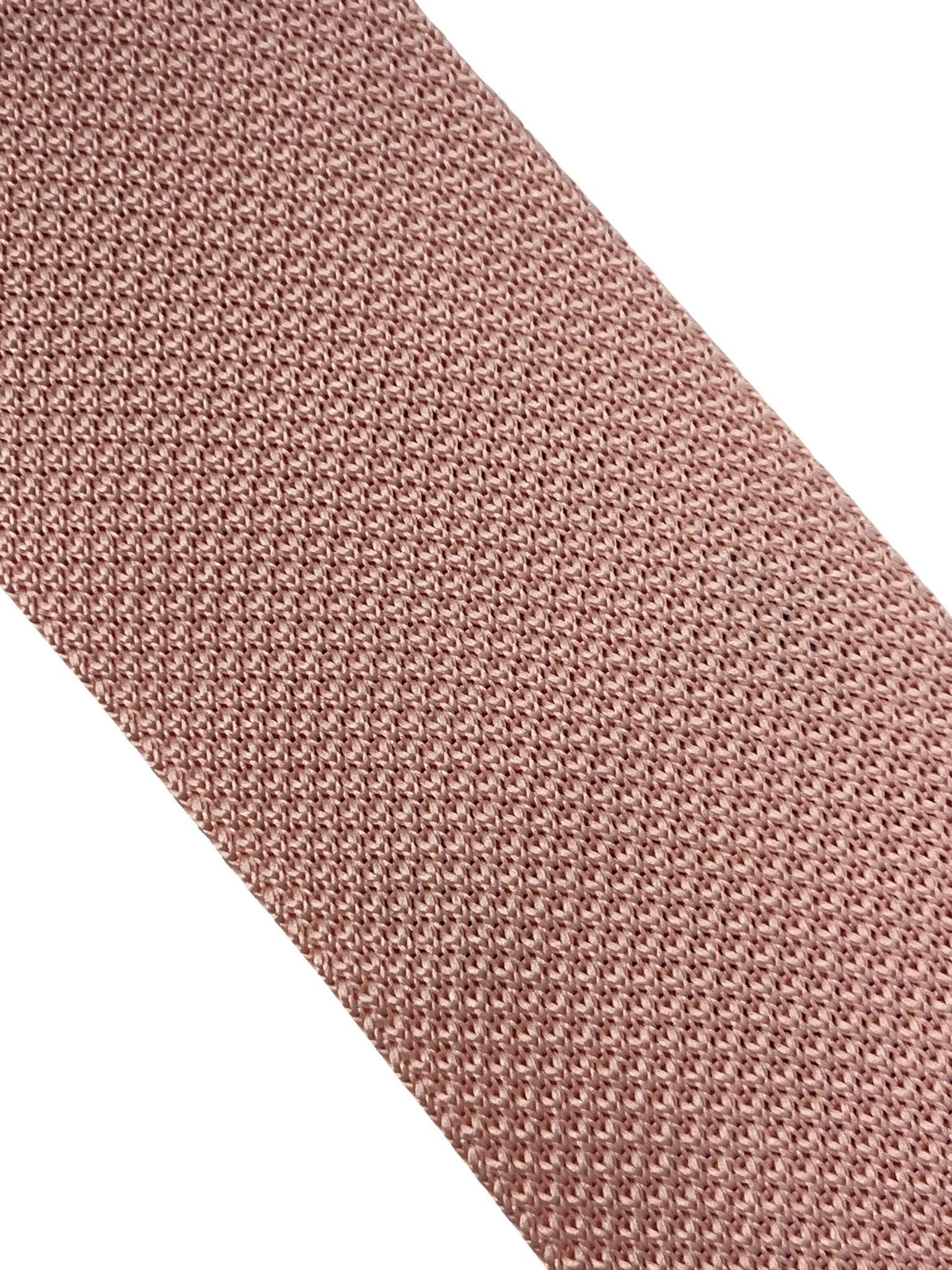 light baby pink pastel blush knitted tie in standard  8cm width - Image 2