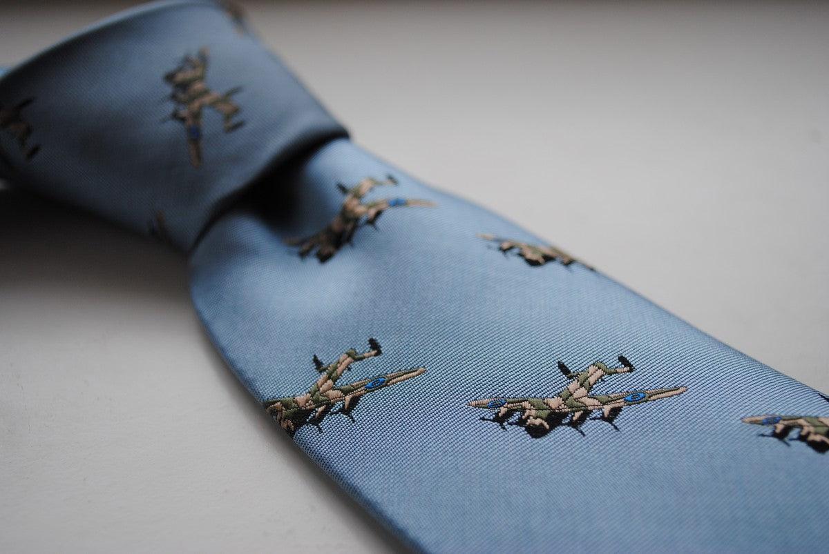 light blue tie with lancaster bomber pattern - Image 3