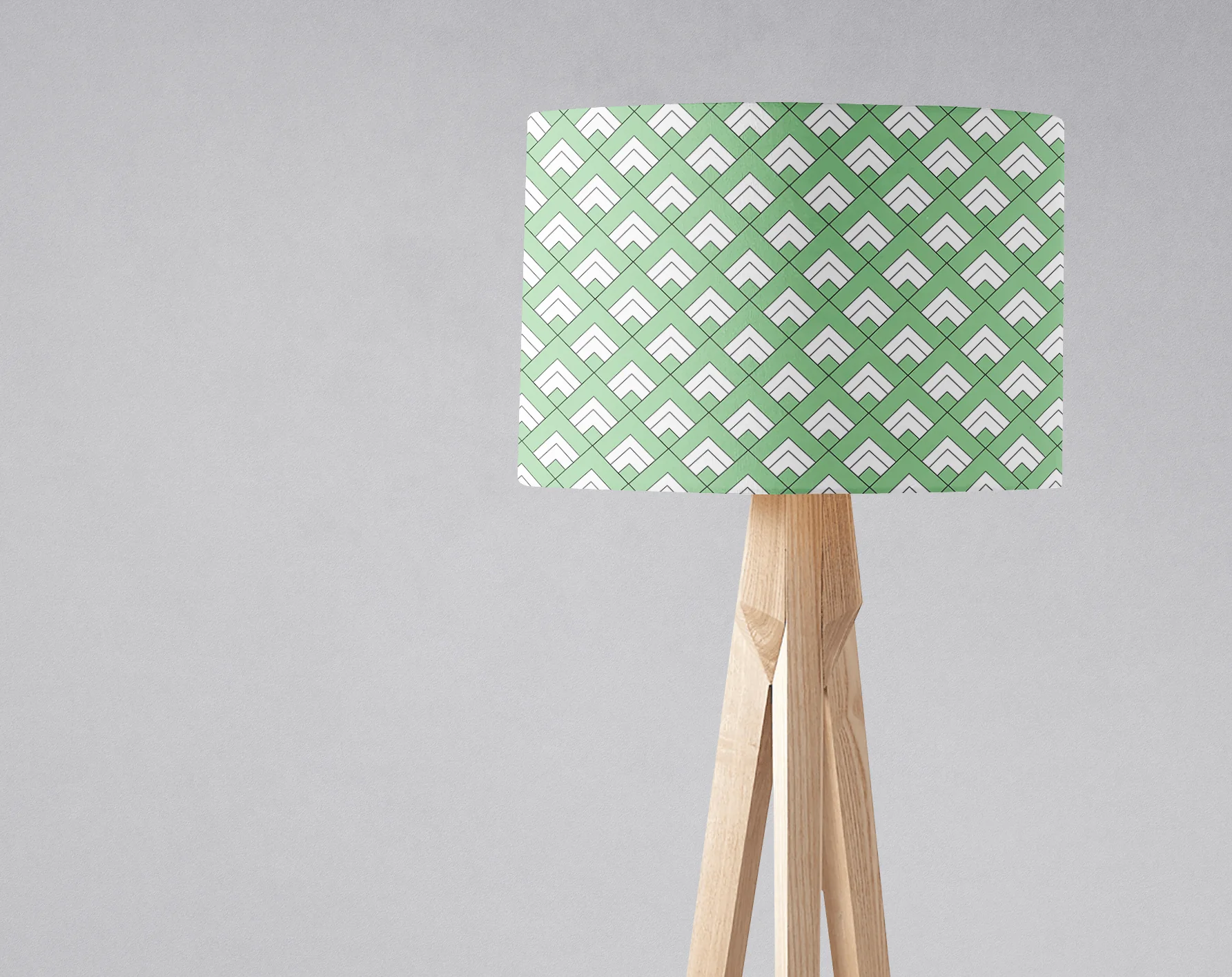 Light Green and White Geometric Tiles Design Lampshade, Ceiling or Table Lamp Shade - Image 2