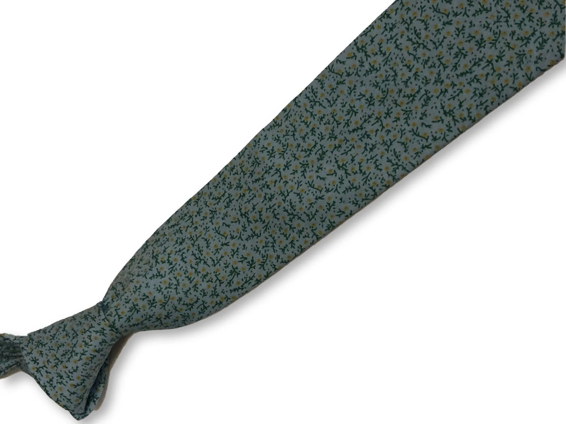 light pastel baby blue with yellow ditsy flower print design cotton tie - Image 2