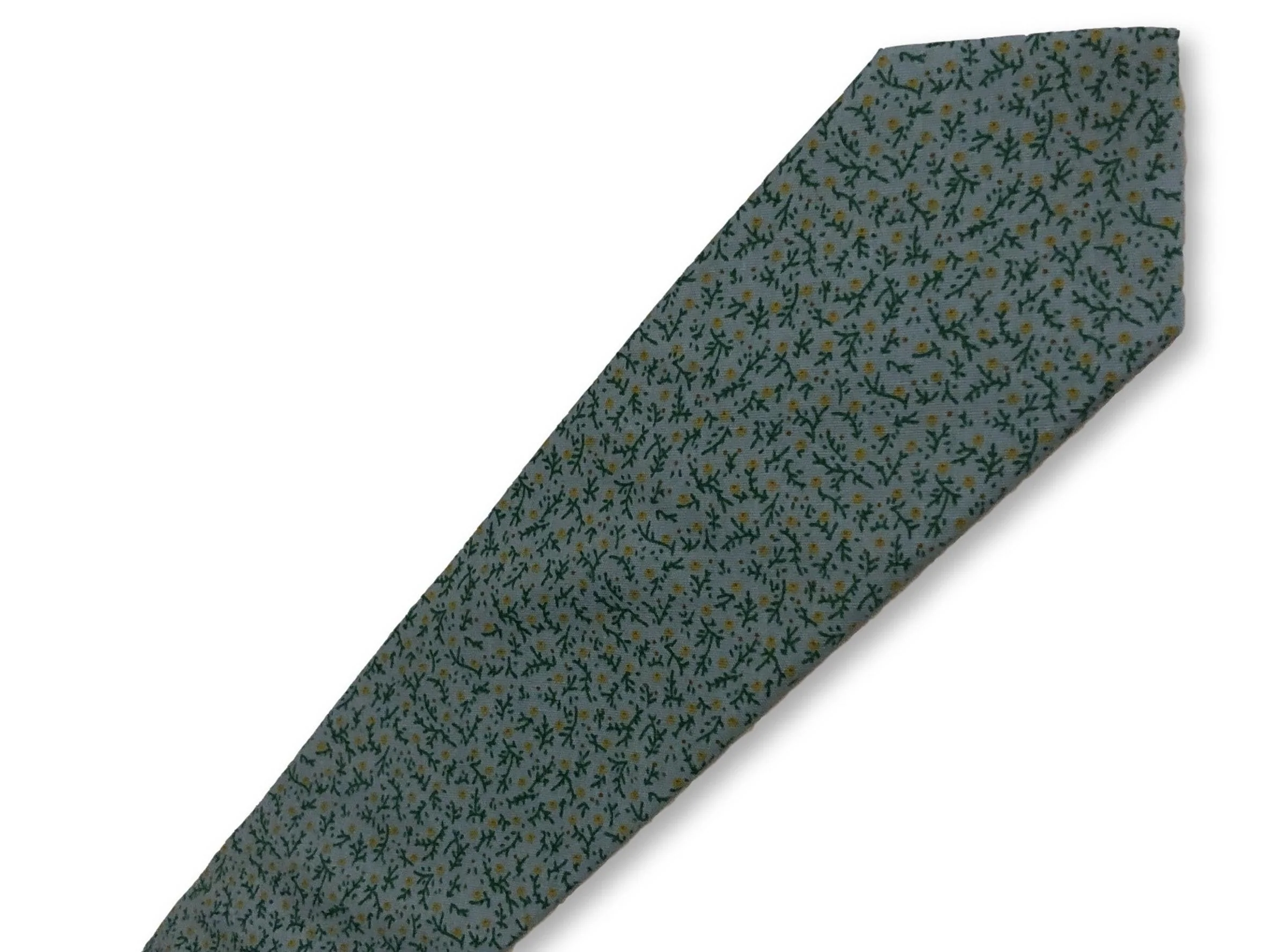 light pastel baby blue with yellow ditsy flower print design cotton tie - Image 3