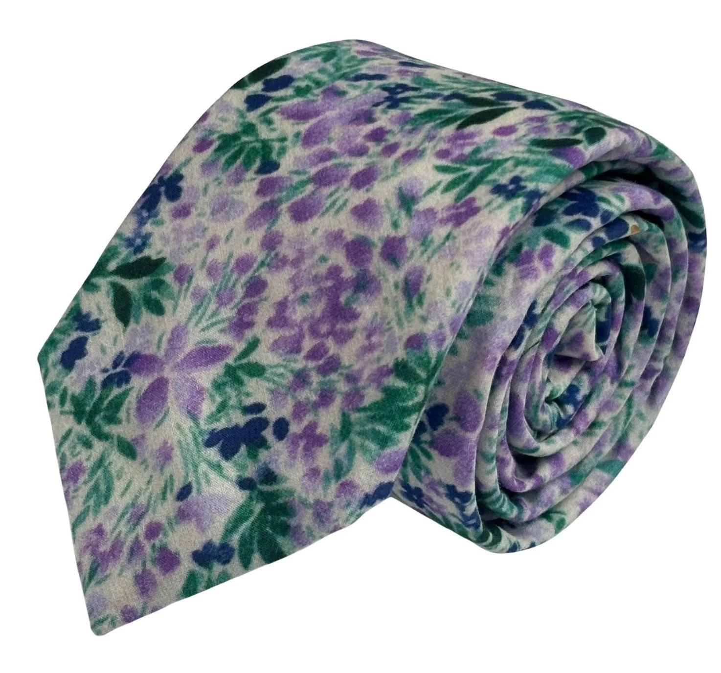 lilac light purple wildflower watercolour english meadow spring floral garden cotton tie - Image 2