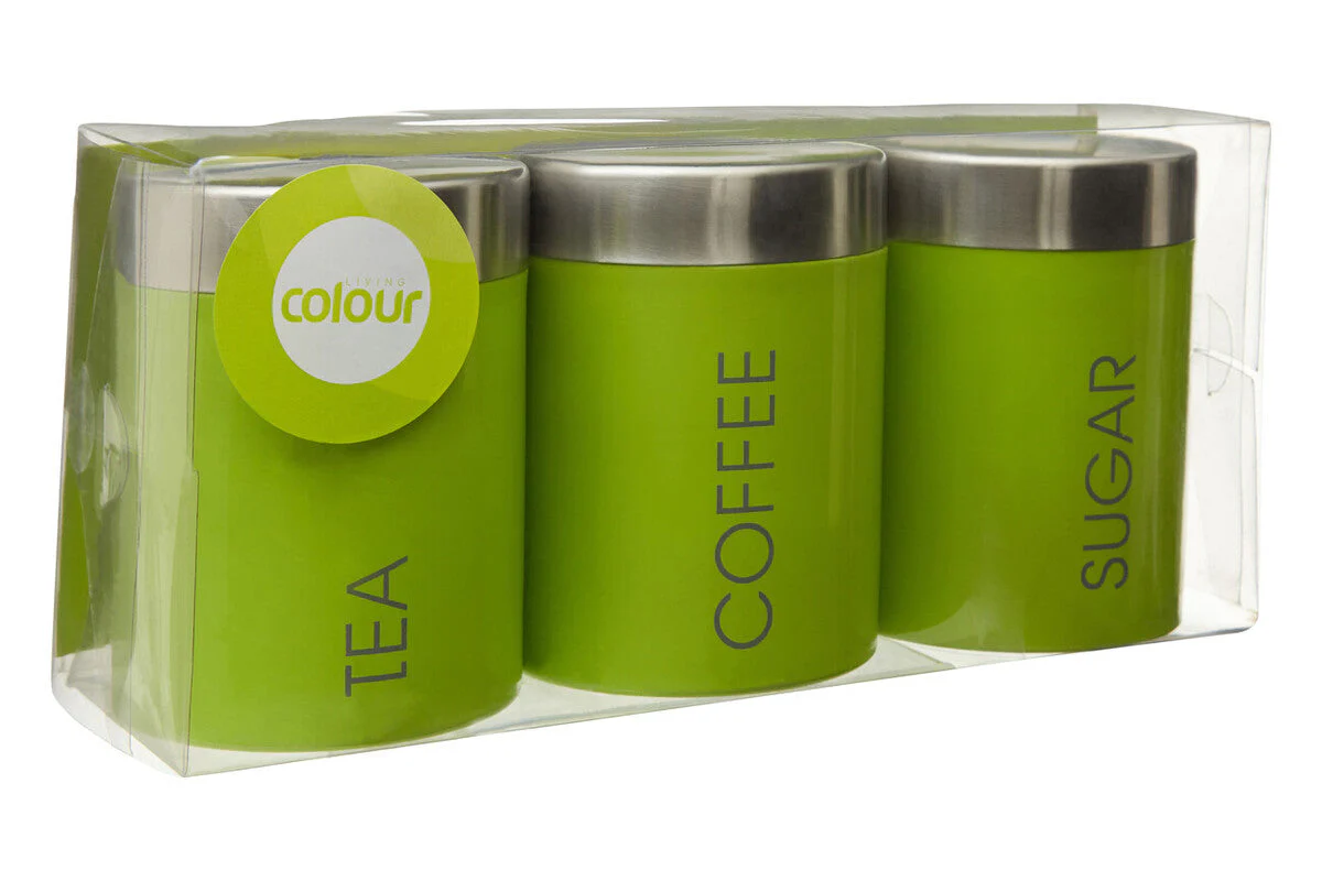 Lime Green Enamel Tea Coffee & Sugar Set - Image 2