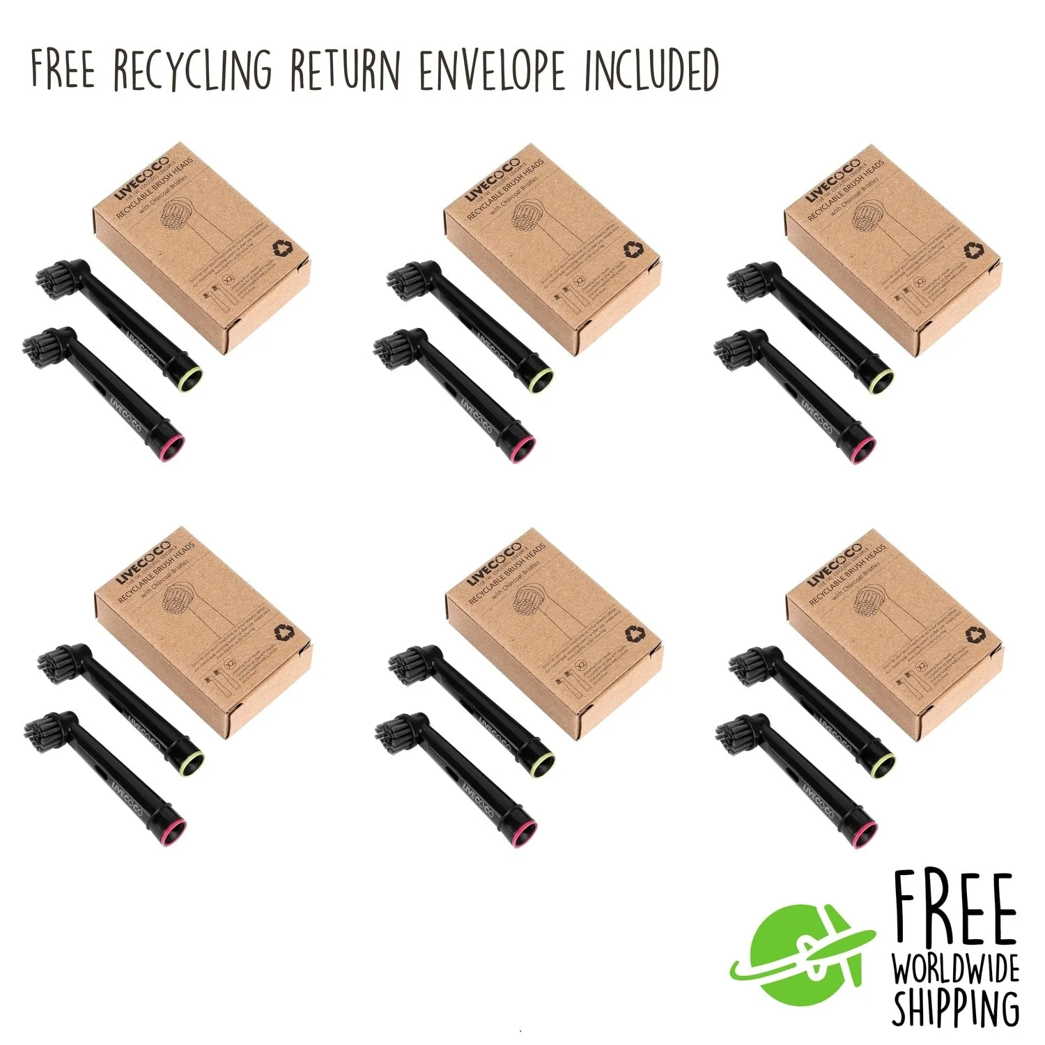 LiveCoco™ Sustainable Brush Heads - Oral-B & Sonicare Compatible - Image 2