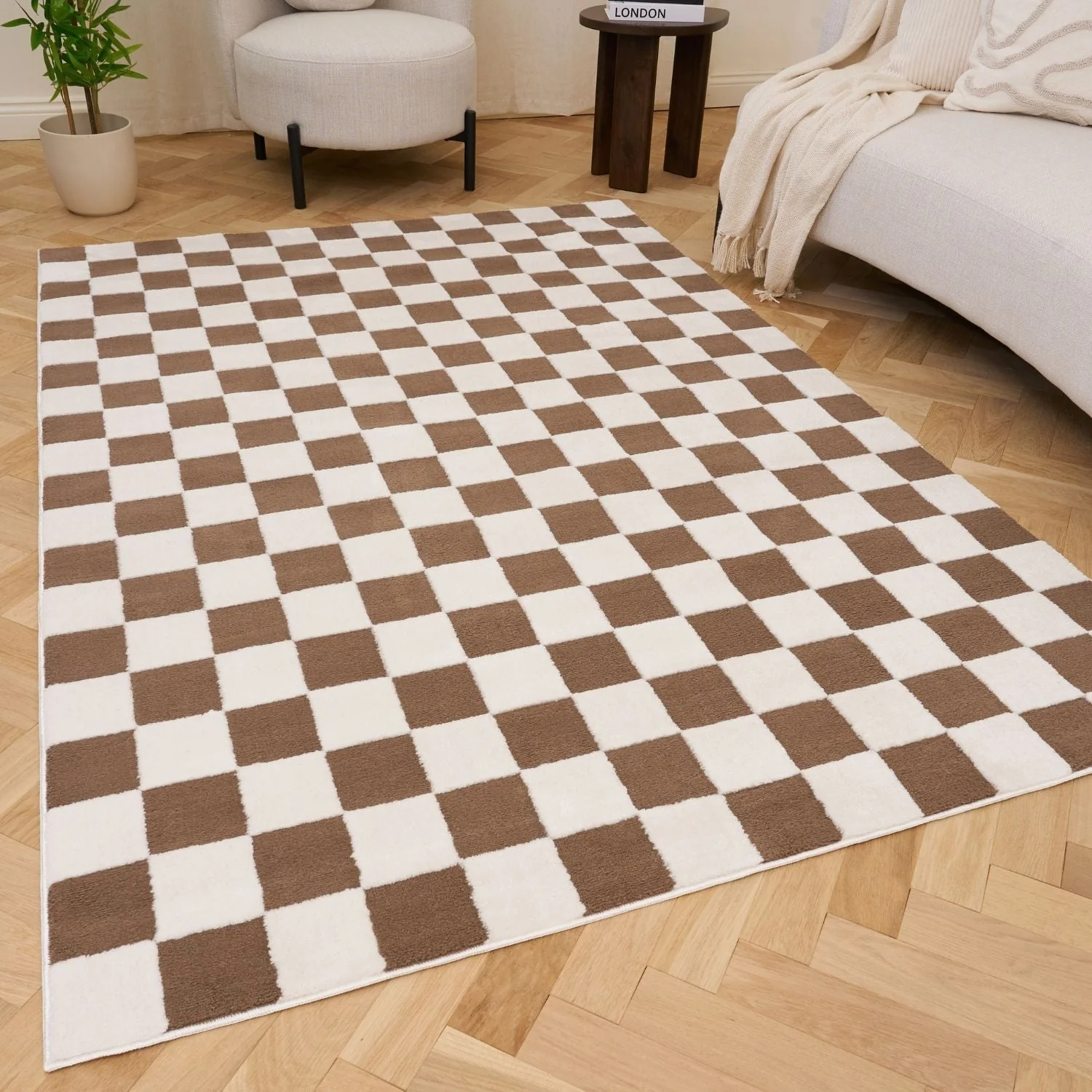 Loft Checkerboard Brown Rug - Image 8