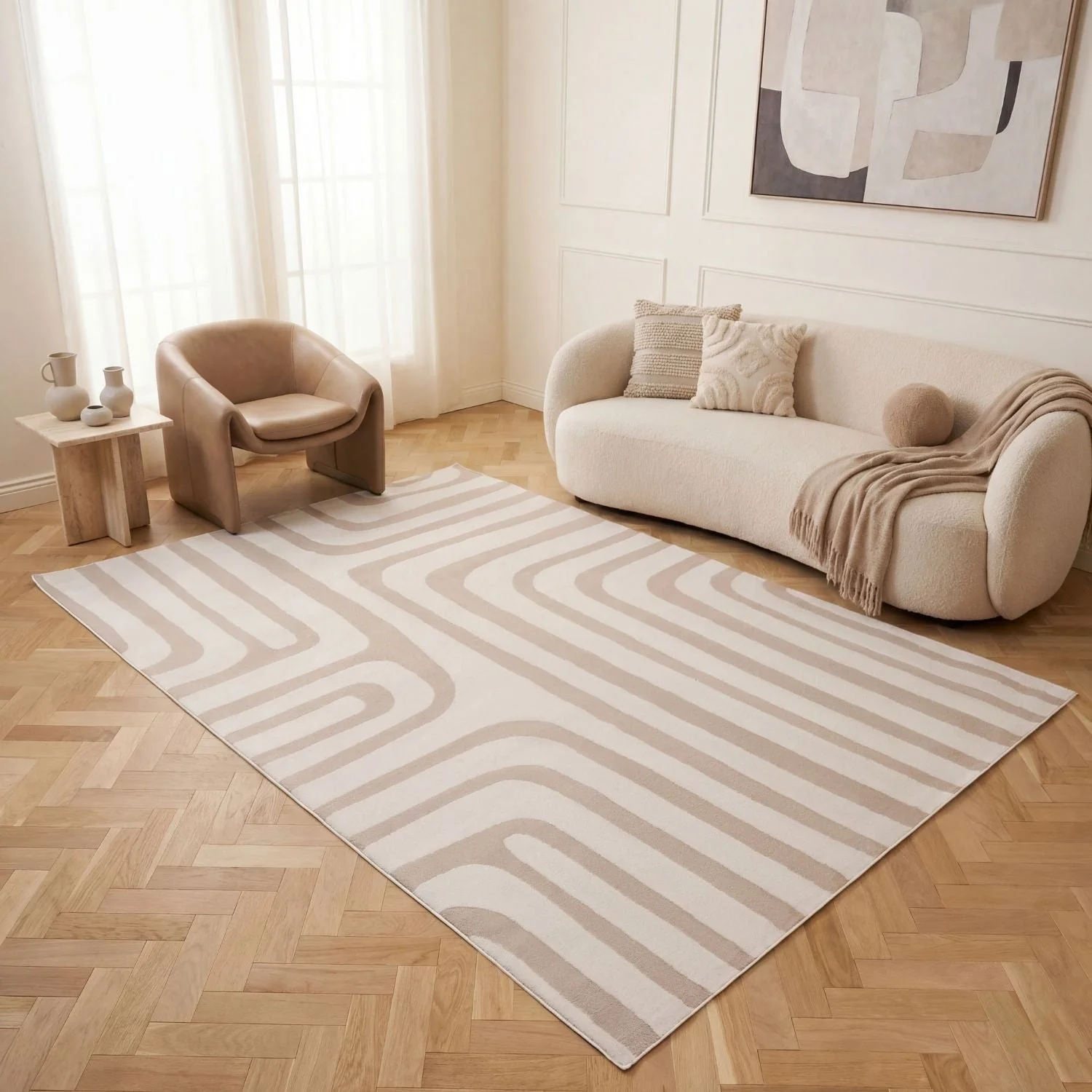 Loft Geometric Beige Rug - Image 9