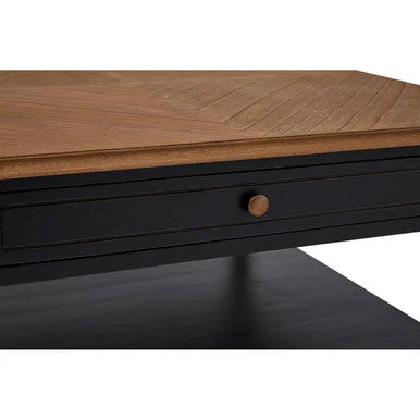 Black and Natural Wooden Coffee Table with 1 Slim Storage Drawer, Loire - Image 6