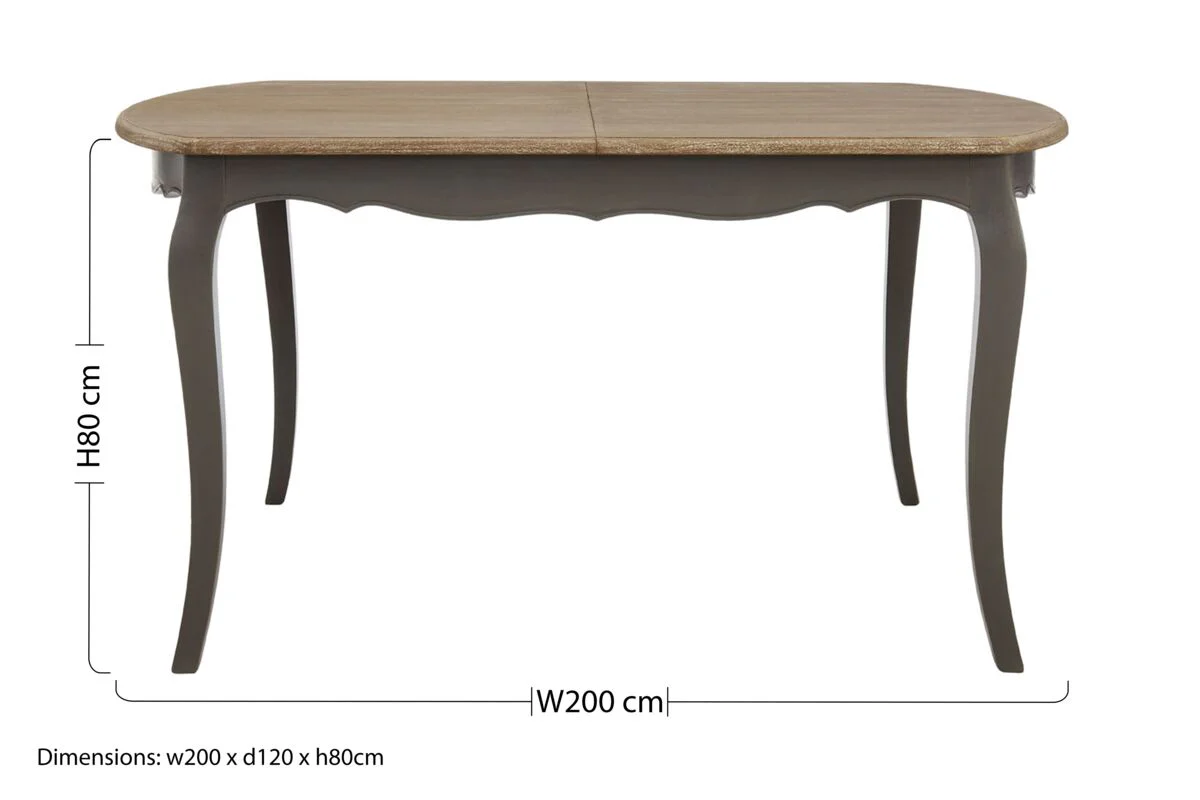 Dark Grey Bayur Wood Dining Table with Natural Wood Top, Loire - Image 10