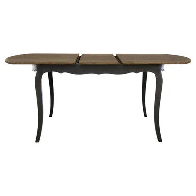 Dark Grey Bayur Wood Dining Table with Natural Wood Top, Loire - Image 2