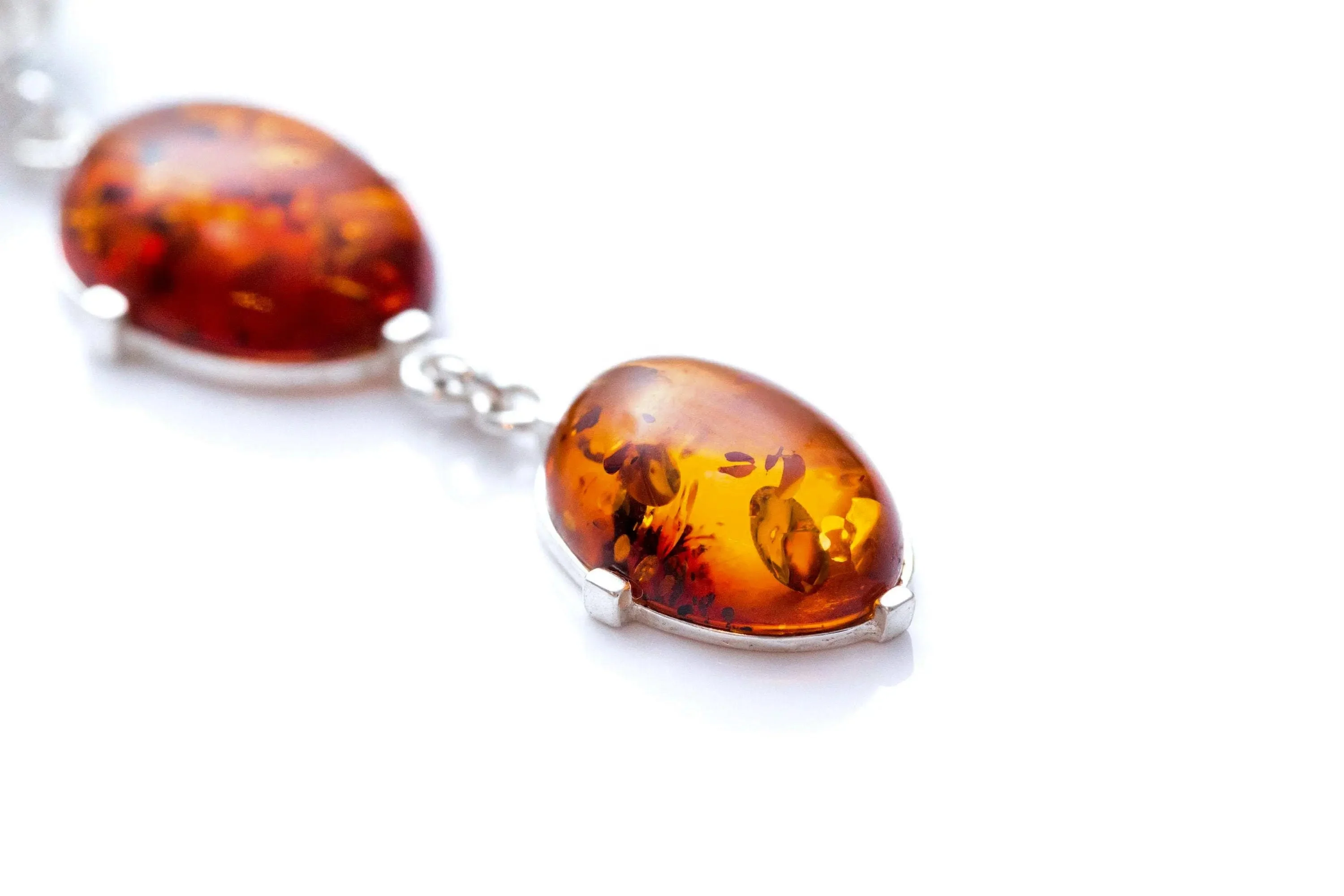 Long Amber Drop Y Necklace - Image 5